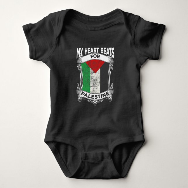 Palestine Heart Gaza Peace Palestinian Roots Baby Bodysuit (Front)