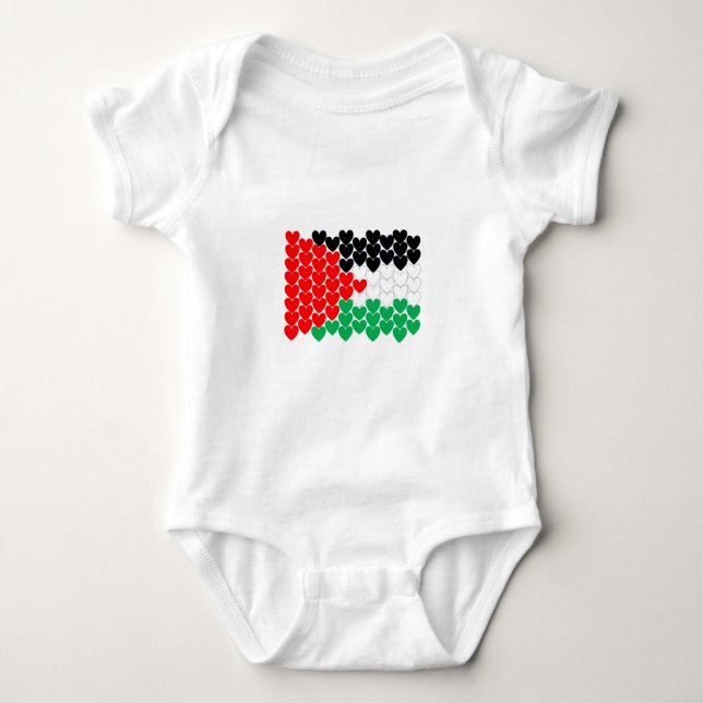 Palestine hearts baby bodysuit (Front)