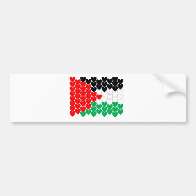 Palestine hearts bumper sticker (Front)