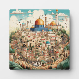 Palestine Illustration Tabletop Plaque with Easel