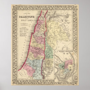Palestine, Jerusalem Map by Mitchell Poster
