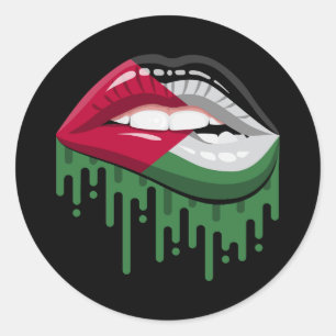 Palestine lips pride root flag classic round sticker