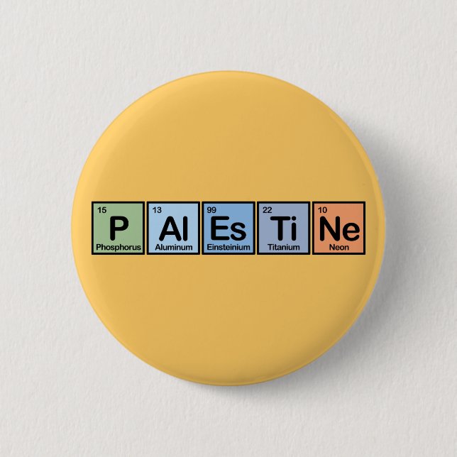 Palestine made of Elements 6 Cm Round Badge (Front)