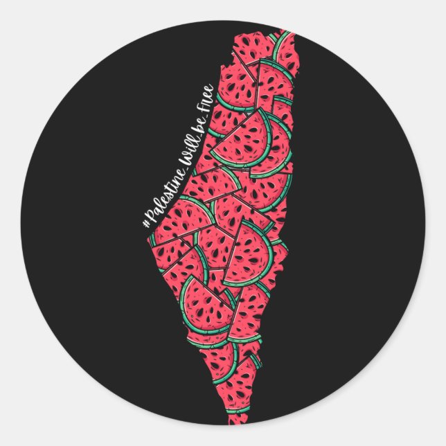 Palestine Map full of Watermelons | Free palestine Classic Round Sticker (Front)