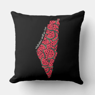 Palestine Map full of Watermelons Free palestine Cushion