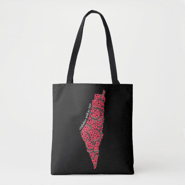 Palestine Map full of Watermelons | Free palestine Tote Bag (Front)