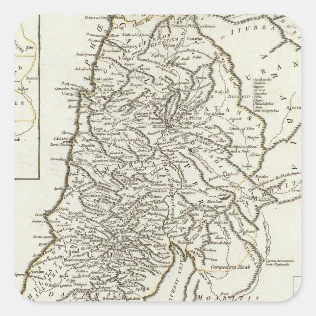 Palestine Map Square Sticker (Front)