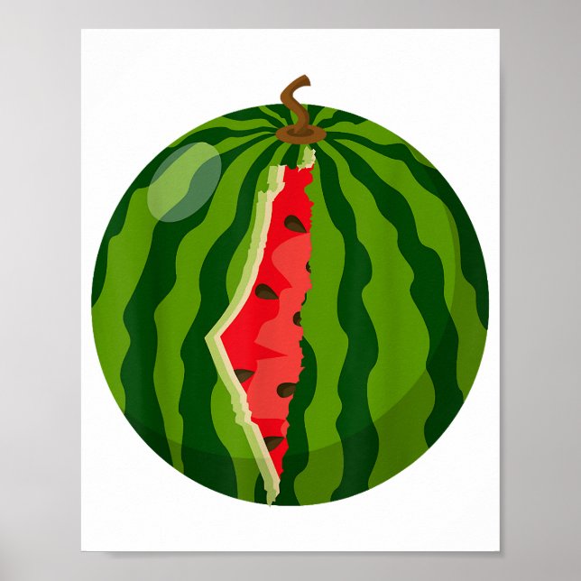 Palestine Map Watermelon Arabic Calligraphy Poster (Front)