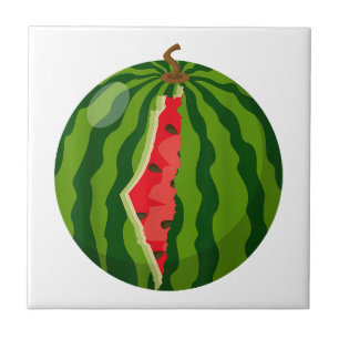 Palestine Map Watermelon Arabic Calligraphy Tile