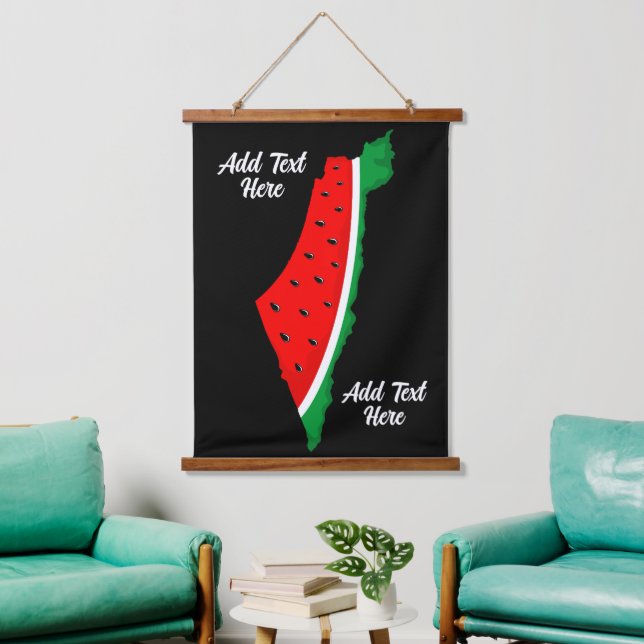 Palestine Map Watermelon Symbol of freedom Hanging Tapestry (Living Room)