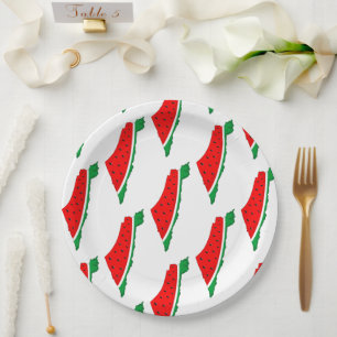 Palestine Map Watermelon Symbol of freedom  Paper Plate