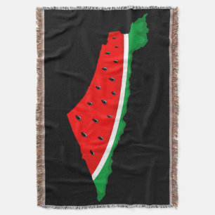 Palestine Map Watermelon Symbol of freedom Throw Blanket