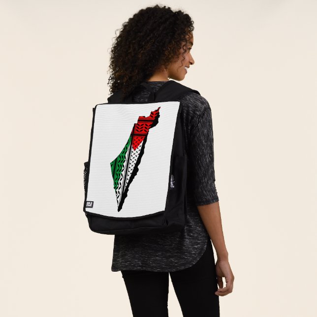 Palestine Map whith Flag and Keffiyeg Pattern Backpack (Worn)