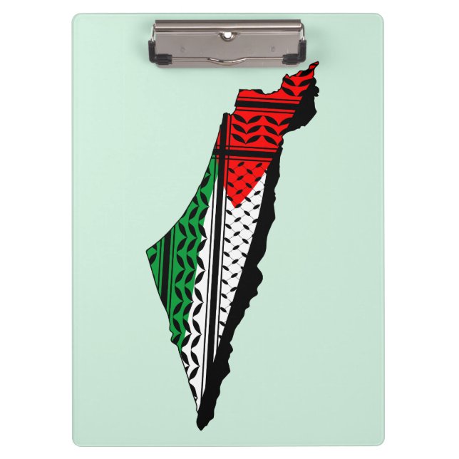 Palestine Map whith Flag and Keffiyeg Pattern Clipboard (Front)