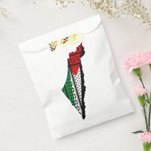 Palestine Map whith Flag and Keffiyeg Pattern Favour Bags