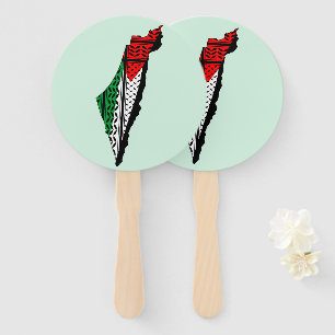 Palestine Map whith Flag and Keffiyeg Pattern Hand Fan