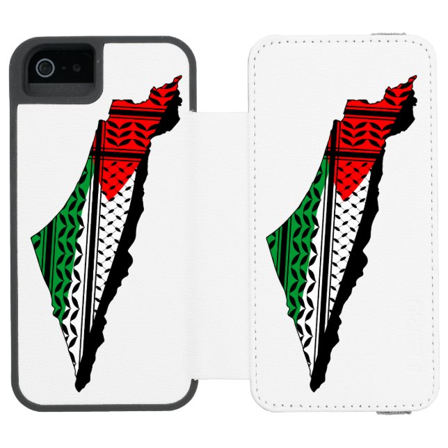 Palestine Map whith Flag and Keffiyeg Pattern Incipio iPhone Wallet Case (Folio Open)