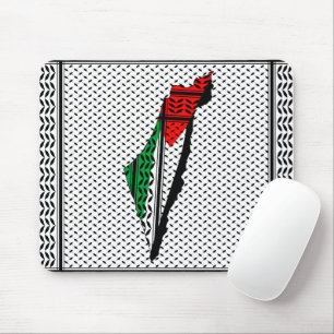 Palestine Map whith Flag and Keffiyeg Pattern Mouse Pad