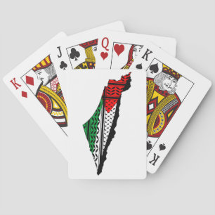 Palestine Map whith Flag and Keffiyeg Pattern Playing Cards
