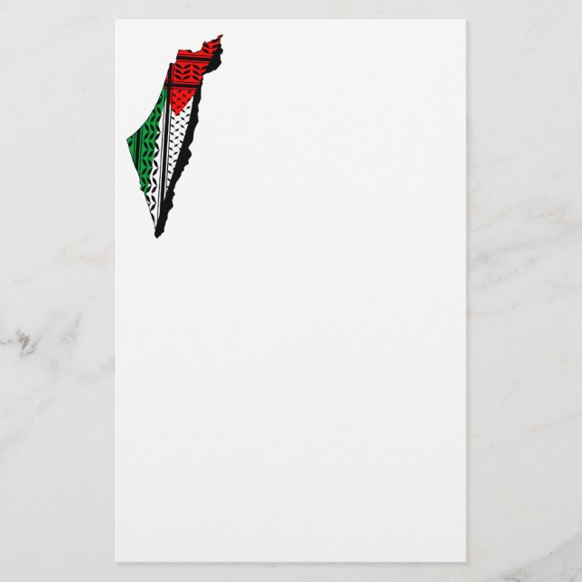 Palestine Map whith Flag and Keffiyeg Pattern Stationery (Front)