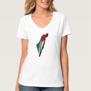 Palestine Map whith Flag and Keffiyeg Pattern T-Shirt
