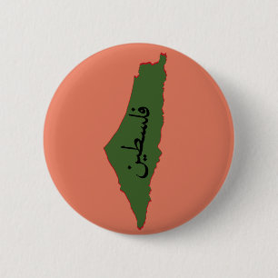 palestine map with palestine word in arabic 6 cm round badge