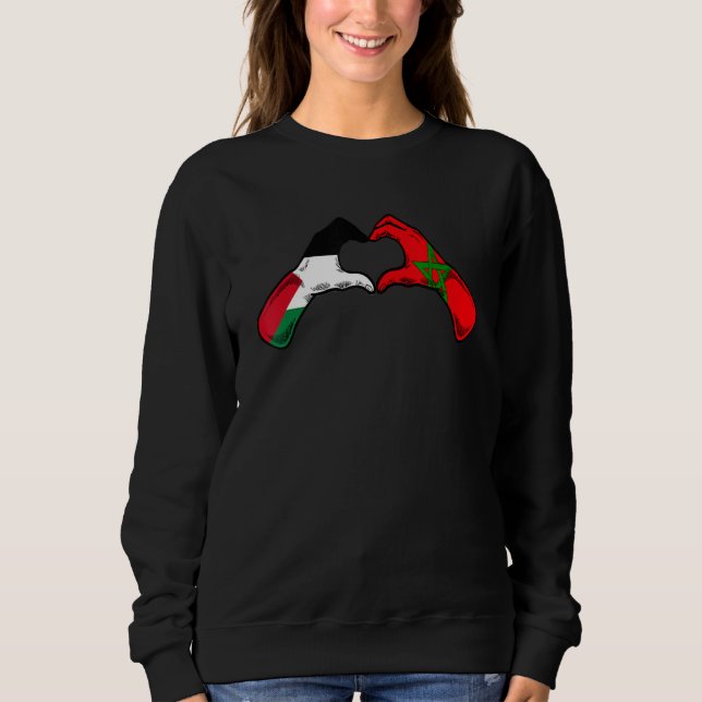 Palestine Morocco Flag   Palestinian Moroccan Hear Sweatshirt (Front)