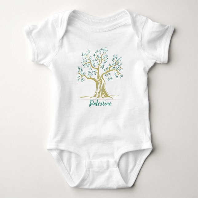 Palestine Olive Tree Personalised Baby Bodysuit  (Front)