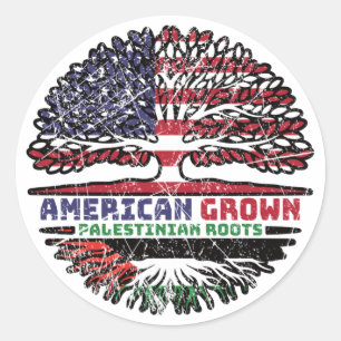 Palestine Palestinian American USA Tree Roots Flag Classic Round Sticker