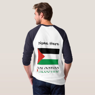 Palestine Palestinian Flag Black Personalisation T-Shirt