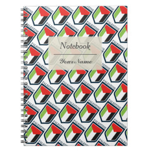 Palestine & Palestinian flag Customised name Notebook