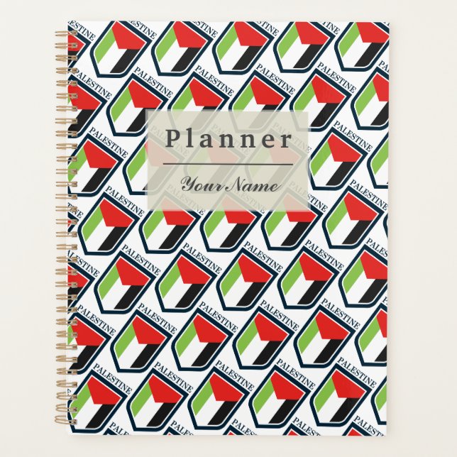 Palestine & Palestinian flag Customised name Planner (Front)