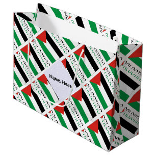 Palestine Palestinian Flag Tiled Black Personalise Large Gift Bag