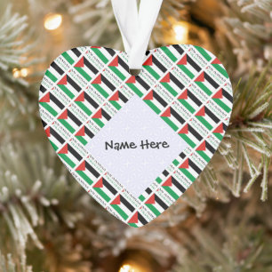 Palestine Palestinian Flag Tiled Black Personalise Ornament