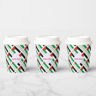 Palestine Palestinian Flag Tiled Red Personalised Paper Cups