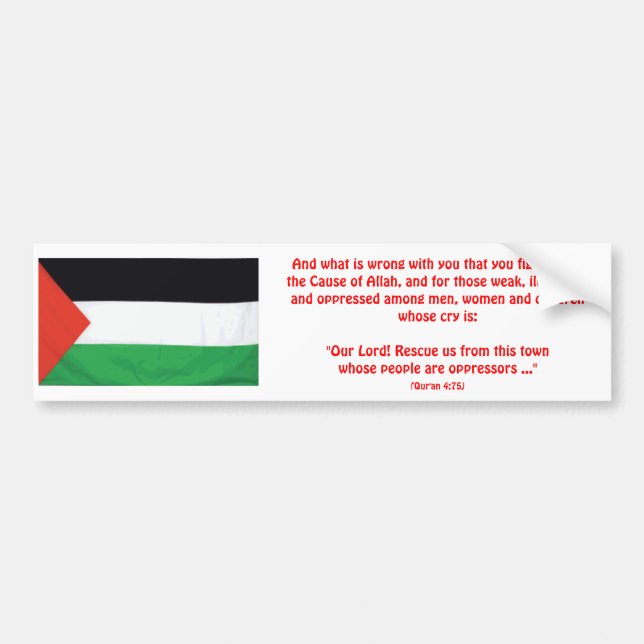 PALESTINE Qur'an 4:75 Bumper Sticker (Front)