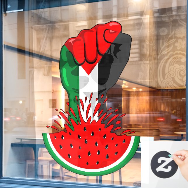 Palestine resistance fist on Watermelon (Cafe Window)