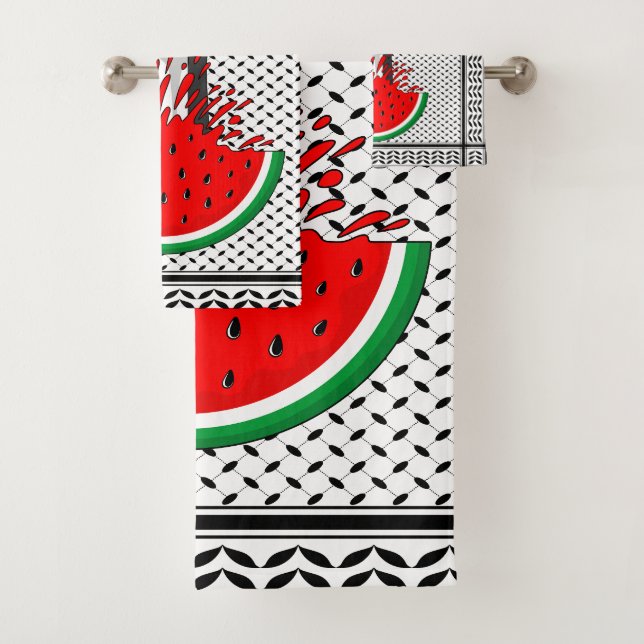 Palestine resistance fist on Watermelon Bath Towel Set (Insitu)
