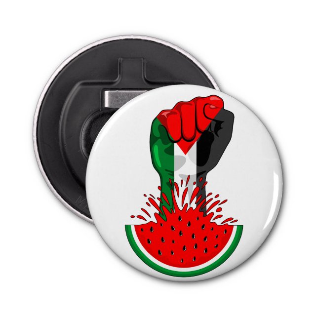 Palestine resistance fist on Watermelon Bottle Opener (Front)