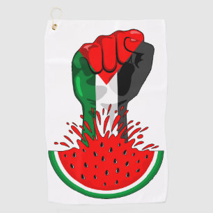 Palestine resistance fist on Watermelon Golf Towel