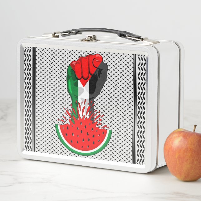 Palestine resistance fist on Watermelon Metal Lunch Box (In Situ)