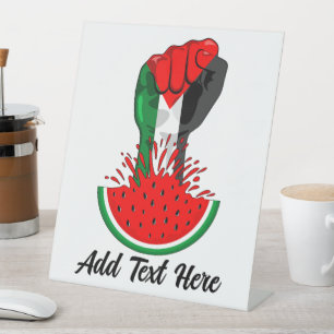 Palestine resistance fist on Watermelon Pedestal Sign
