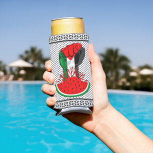Palestine resistance fist on Watermelon Seltzer Can Cooler