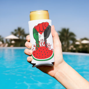 Palestine resistance fist on Watermelon Seltzer Can Cooler