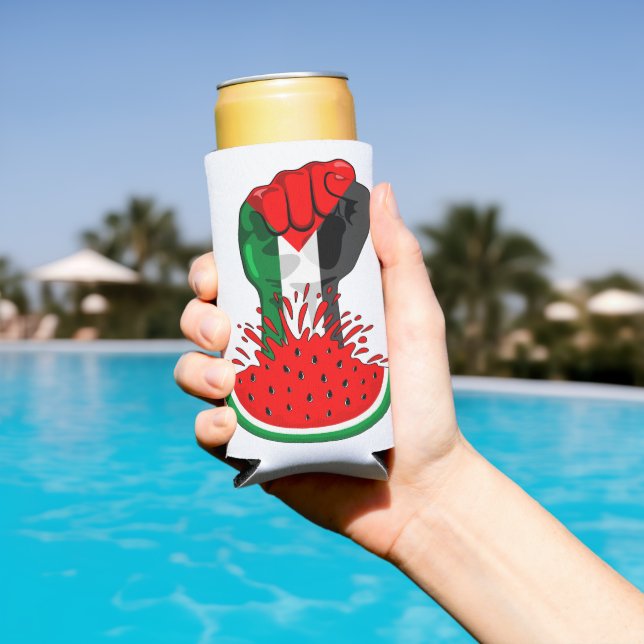 Palestine resistance fist on Watermelon Seltzer Can Cooler (In Situ Pool)