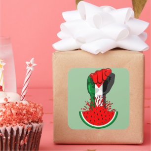 Palestine resistance fist on Watermelon Square Sticker