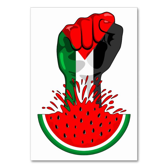 Palestine resistance fist on Watermelon Table Number (Front)