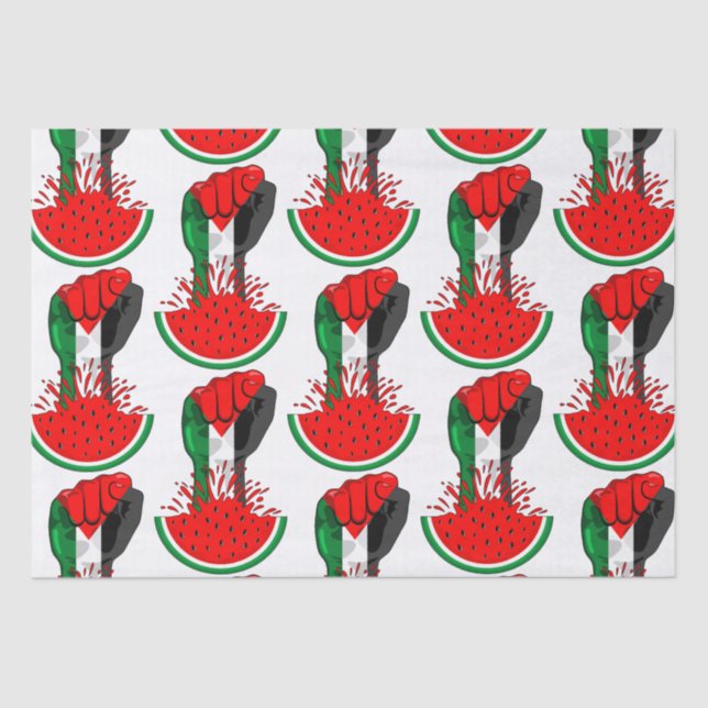 Palestine resistance fist on Watermelon Tissue Paper (Front)