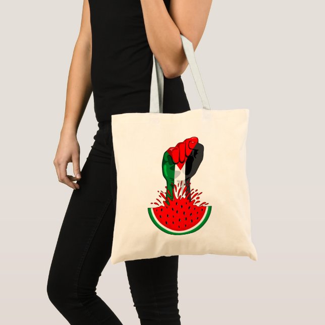 Palestine resistance fist on Watermelon Tote Bag (Front (Product))