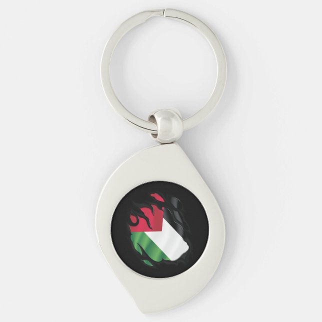 Palestine Ripped Flag Key Ring (Front)